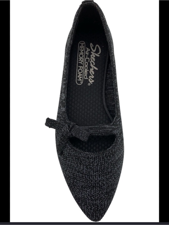 Skechers Shoes - Skechers Black Knit Memory Foam Pointed Ballet Flat with Bow